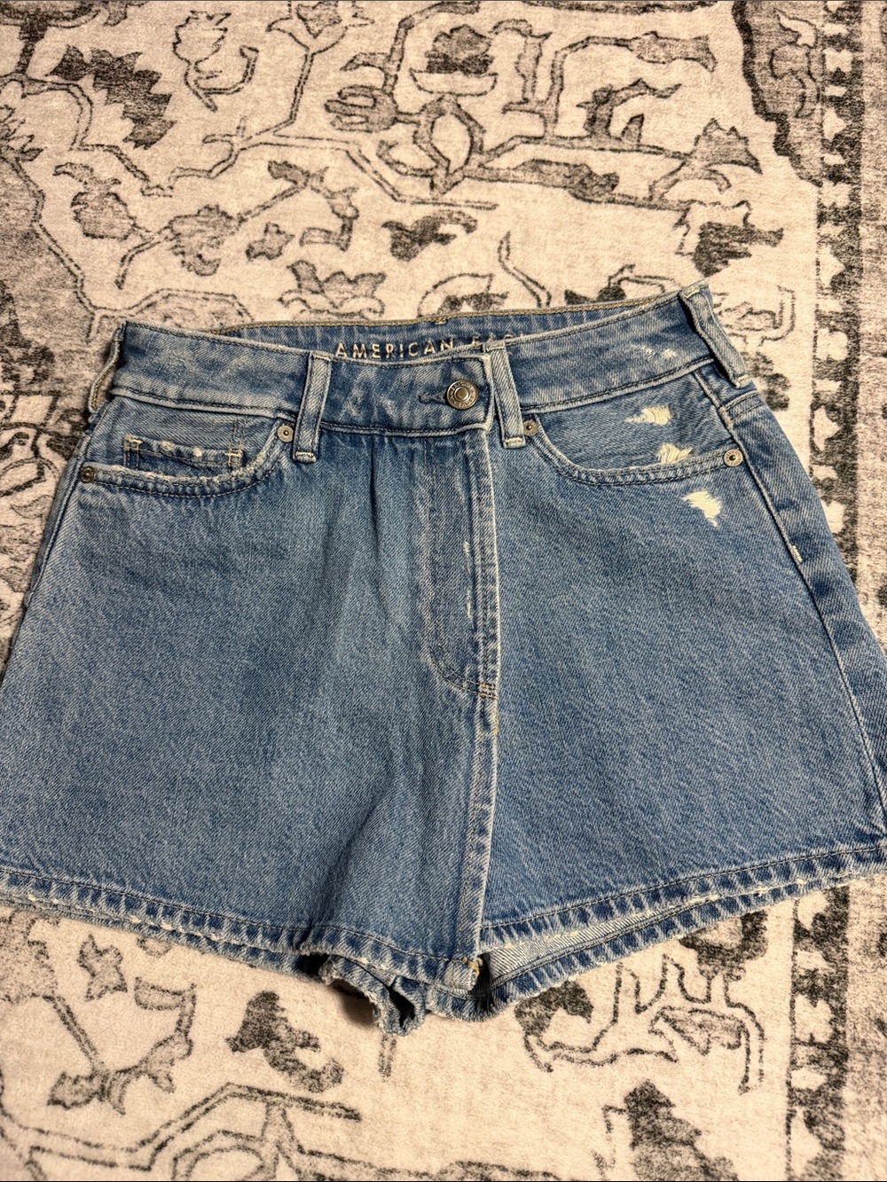 American Eagle Outfitters Light Blue High-Waist Denim Shorts/skort